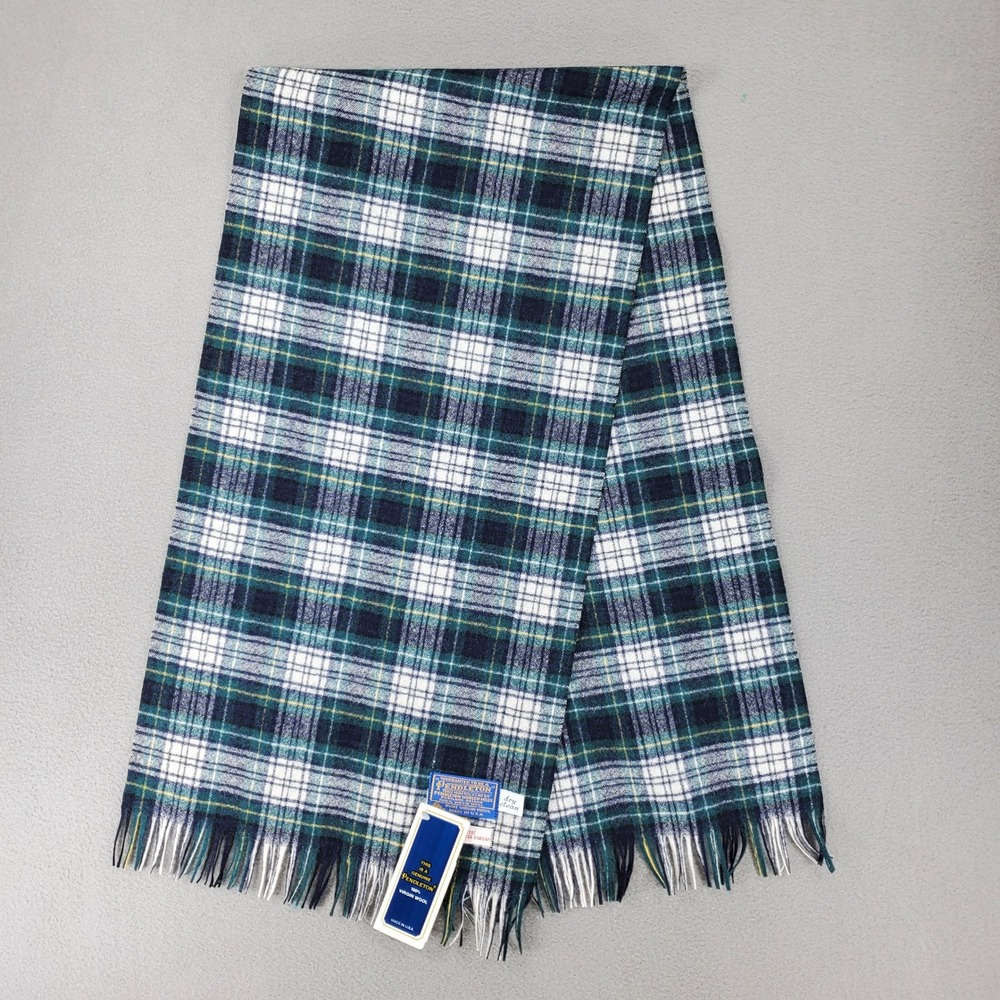 Pendleton Scarf Green Plaid 100% Virgin Wool Campbell Dress Tartan USA NEW VTG